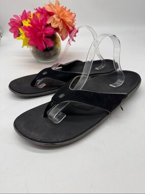 Black Suede Thong Sandals Size 12